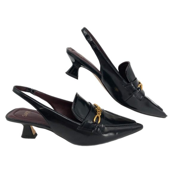 Franco Sarto Black Slingback Loafer Heels | Size 5 - Picture 1 of 11